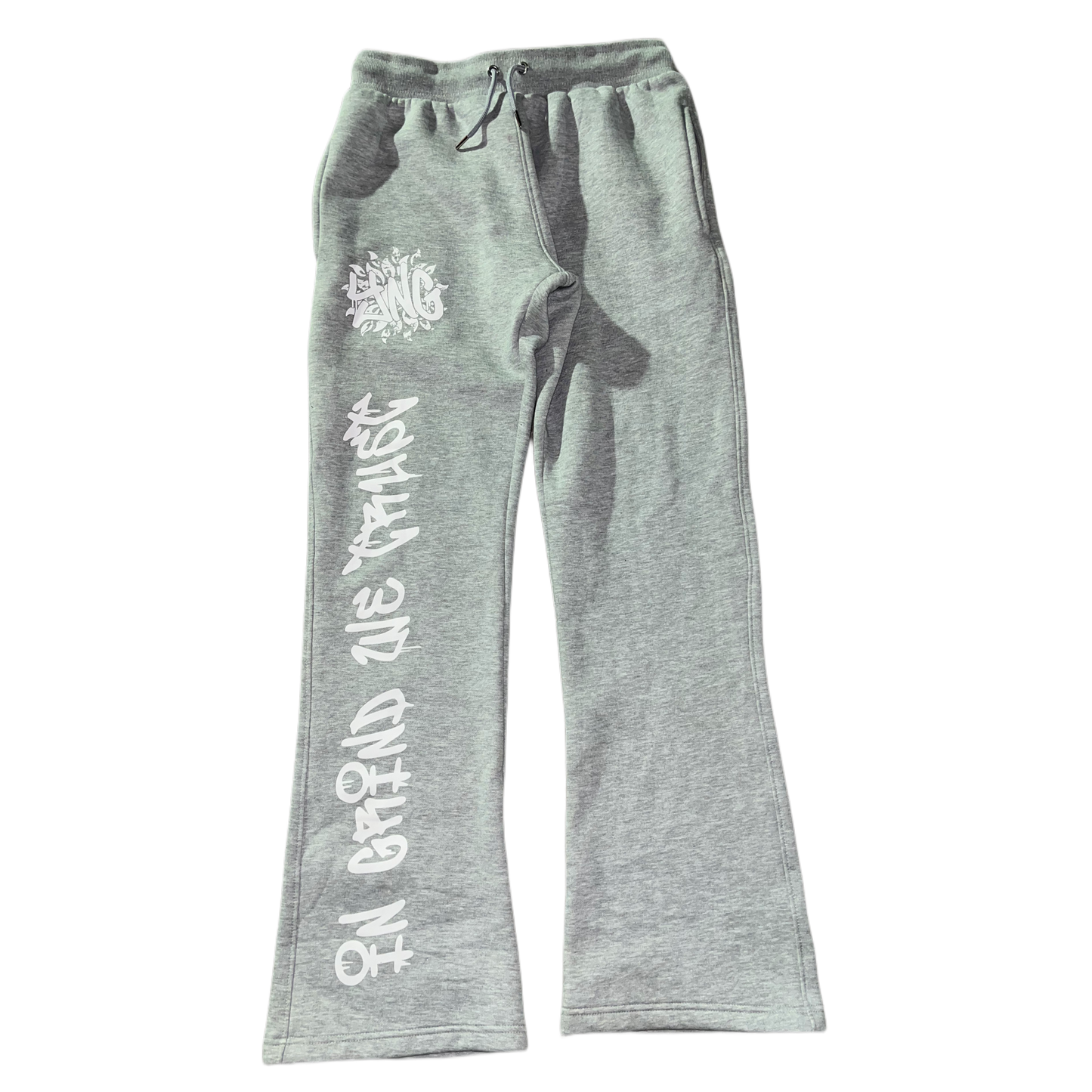 “IN GRIND WE TRUST” Grey Wide-Leg Sweat