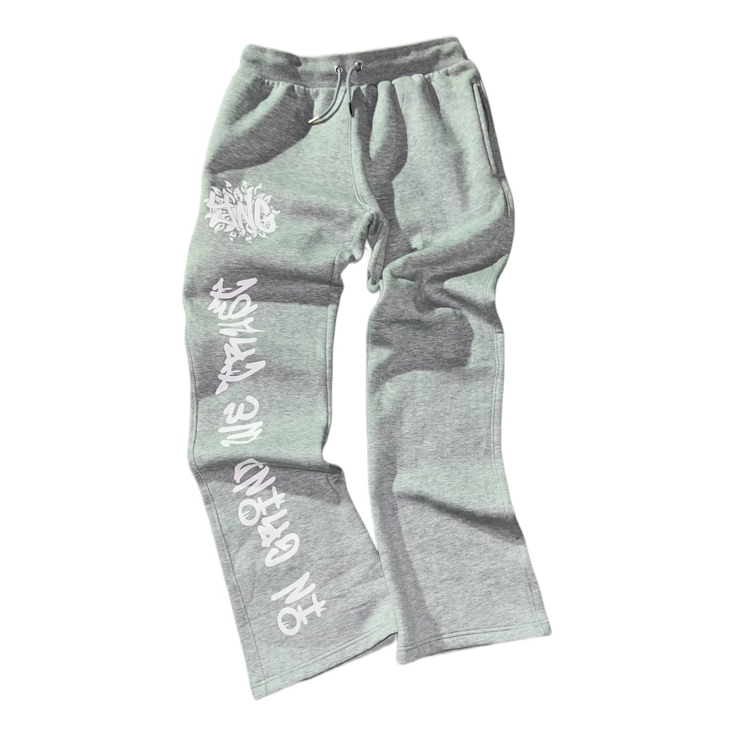 “IN GRIND WE TRUST” Grey Wide-Leg Sweat